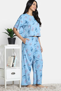 Zivame 2 Mile Fashion Knit Cotton Loungewear Set - Dusk Blue — thumbnail 4